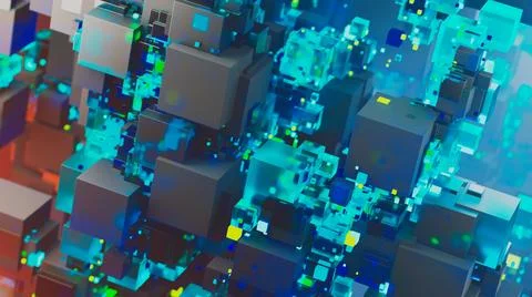 Abstract image of cubes background in blue toned 스톡 일러스트