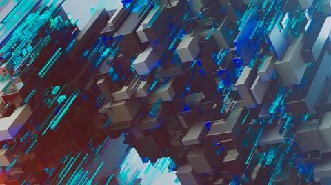 Abstract image of cubes background in blue toned Illustrazione stock