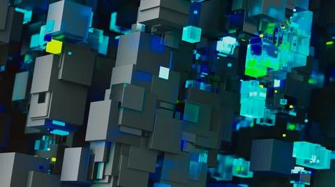 Abstract image of cubes background in blue toned 스톡 일러스트