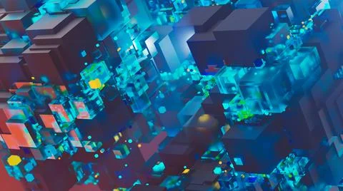 Abstract image of cubes background in blue toned Stock Photos