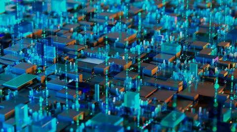 Abstract image of cubes background in blue toned Stock Photos