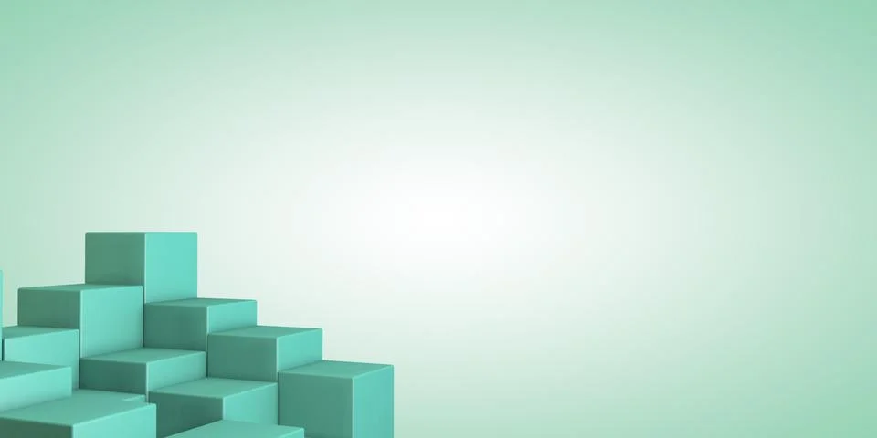 Abstract image of cubes background in green toned 3d rendering Stock-Illustration