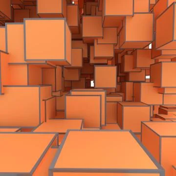 Abstract Image Of Cubes Background In Orange Toned Ilustración de archivo