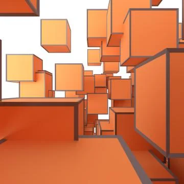 Abstract Image Of Cubes Background In Orange Toned Stock Illustration