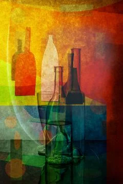 Abstract image of different geometric shapes and glassware Stock Illustration