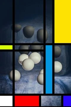 Abstract image of different round geometric shapes 库存插图