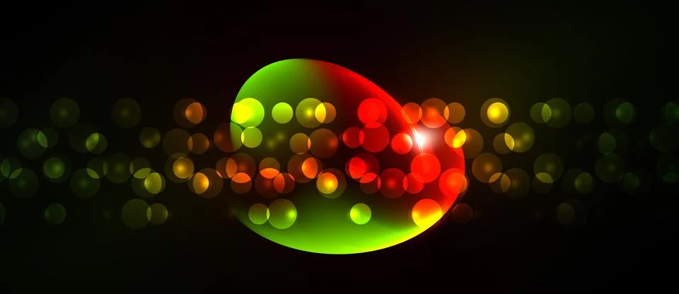 Abstract image features vibrant bubbles, gradient colors. Red transitions to Ilustración de archivo