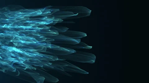 Abstract image featuring flowing blue light trails on a dark background. Ideal Vídeo Stock 281193717