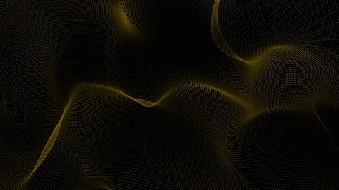 Abstract image featuring flowing yellow mesh waves on a black background. Ideal Stock Footage 281194597