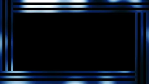 Abstract image featuring a metallic blue frame with parallel lines on a black Stockbeeldmateriaal 281133564