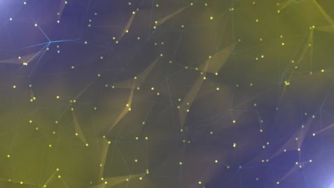 Abstract image featuring a network pattern with yellow and blue hues, creating a Stock Footage 280530945