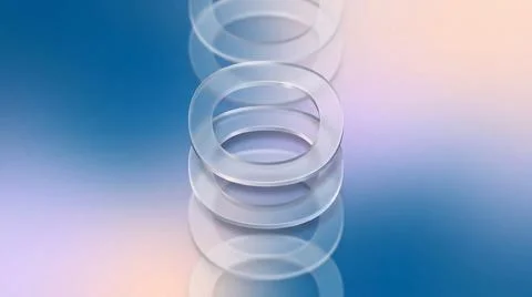 Abstract image featuring a series of transparent, stacked ring shapes on a .. Stock Illustration