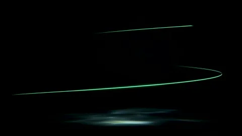 Abstract image featuring two neon green light trails on a dark background, .. Video stock 315618856