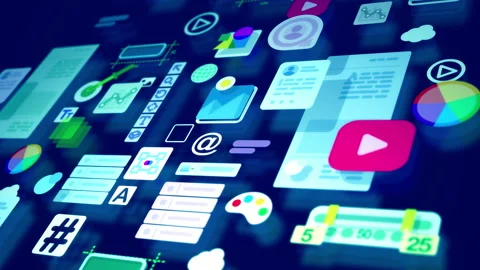 Abstract image of flowing interface elements Stock Footage 96339449