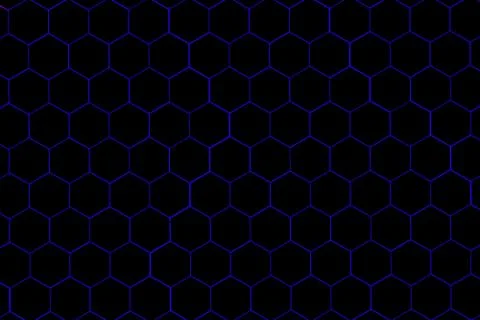 Abstract image. Frame filled with black hexagons on a light blue background. Stock Illustration