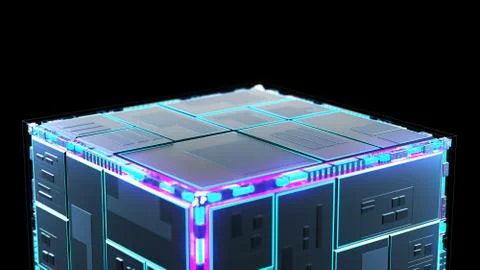 Abstract image of information flow. technology cube for providing information Stock Illustration