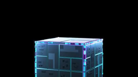 Abstract image of information flow. technology cube for providing information Stock Illustration