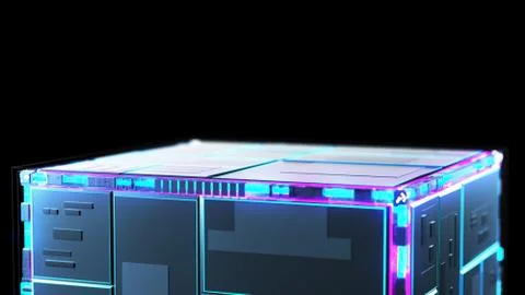 Abstract image of information flow. technology cube for providing information Illustration