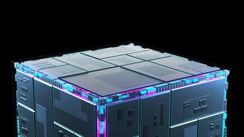 Abstract image of information flow. technology cube for providing information Stock Illustration