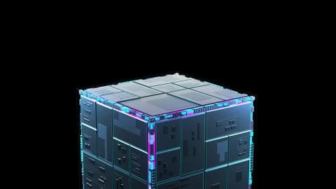 Abstract image of information flow. technology cube for providing information Stock Illustration