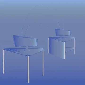 Abstract image of information transfer between computers.3d. Stock Illustration