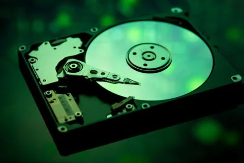 The abstract image of inside of hard disk drive. The concept of data, hardwar Stock Photos