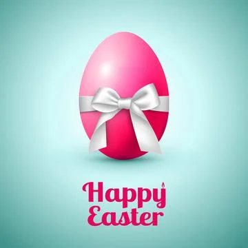 Abstract image of a large egg with a white bow and congratulations on Easter Stock Illustration