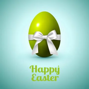 Abstract image of a large egg with a white bow and congratulations on Easter 스톡 일러스트