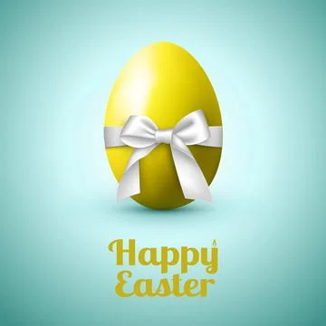 Abstract image of a large egg with a white bow and congratulations on Easter Stock Illustration
