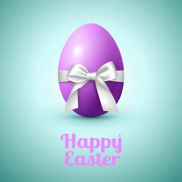 Abstract image of a large egg with a white bow and congratulations on Easter Stock Illustration
