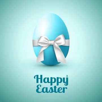 Abstract image of a large egg with a white bow and congratulations on Easter 스톡 일러스트