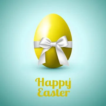 Abstract image of a large egg with a white bow and congratulations on Easter Stock Illustration