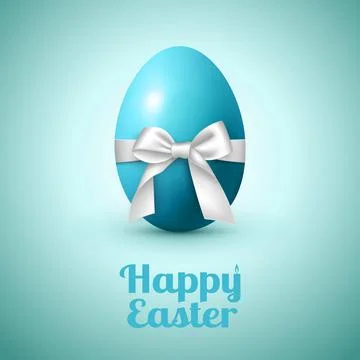 Abstract image of a large egg with a white bow and congratulations on Easter Stock Illustration