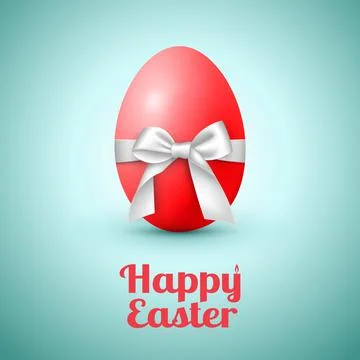 Abstract image of a large egg with a white bow and congratulations on Easter Stock Illustration