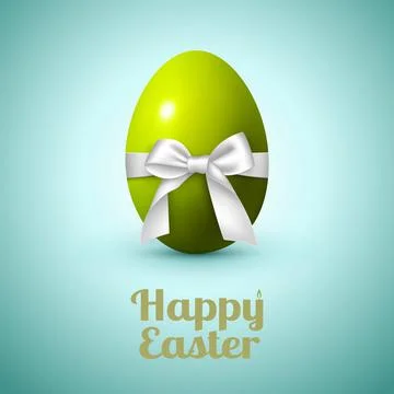 Abstract image of a large egg with a white bow and congratulations on Easter Stock Illustration