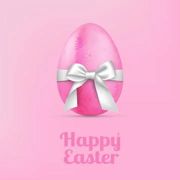 Abstract image of a large egg with a white bow and congratulations on Easter Stock Illustration