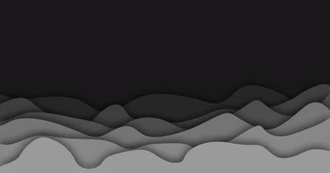 Abstract image of layered grey waves on dark background 写真素材