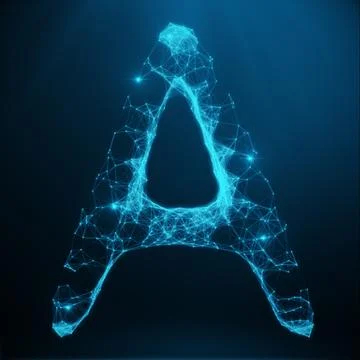 Abstract image of the letter A consisting of points, lines, and shapes. 3D Stock Illustration