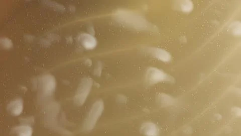 Abstract image of light beige liquid with white formations. Stock Photos