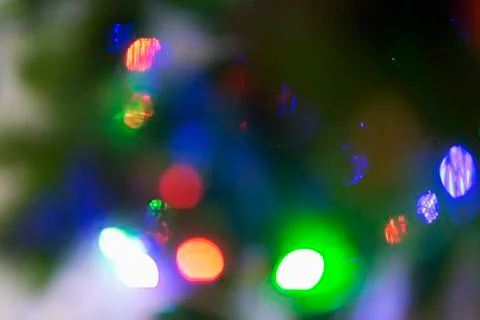 Abstract image of lights of a Christmas tree. Stock Photos