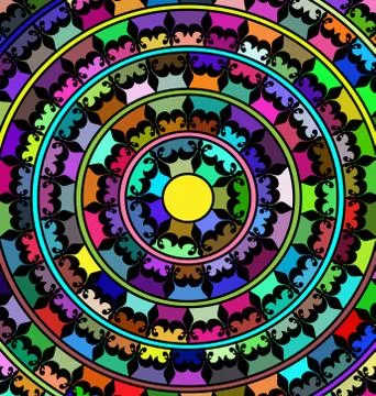 Abstract image of mandala consisting of lines and figures Illustrazione stock