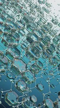 Abstract Image of a Molecular Hexagonal Network With Shiny Spherical Elements 스톡 일러스트
