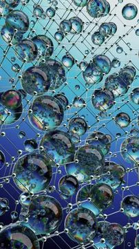 Abstract Image of a Molecular Hexagonal Network With Shiny Spherical Elements Ilustración de archivo