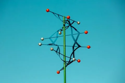 Abstract image of a molecule on a blue background. Stock Photos