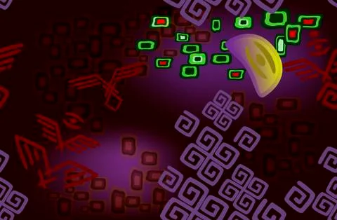 Abstract image of moon in the style of ancient Indians. Seamless pattern. EPS10 Stock Illustration