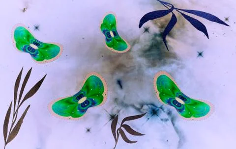 Abstract image of moths on a light background. Stock Illustration