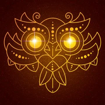 Abstract Image Owl Bird In The Form Of A Starry Sky Or Space, Consisting Of P Stock Illustration