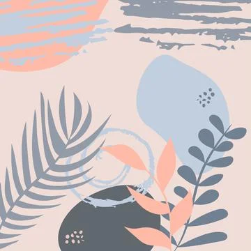 Abstract image with pink and blue leaves Stock Illustration