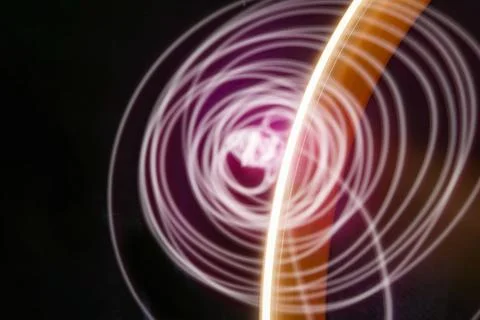 Abstract image of pink neon light painting in a circular and spiral pattern.. Stock Illustration