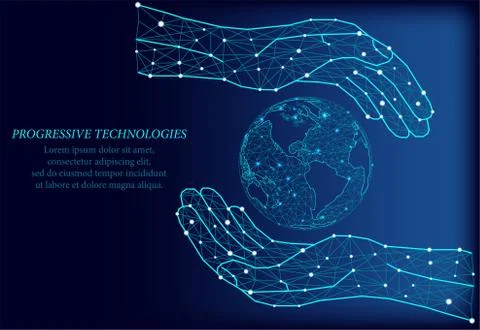 An abstract image of planet Earth between the hands of man in the form of a s Illustrazione stock